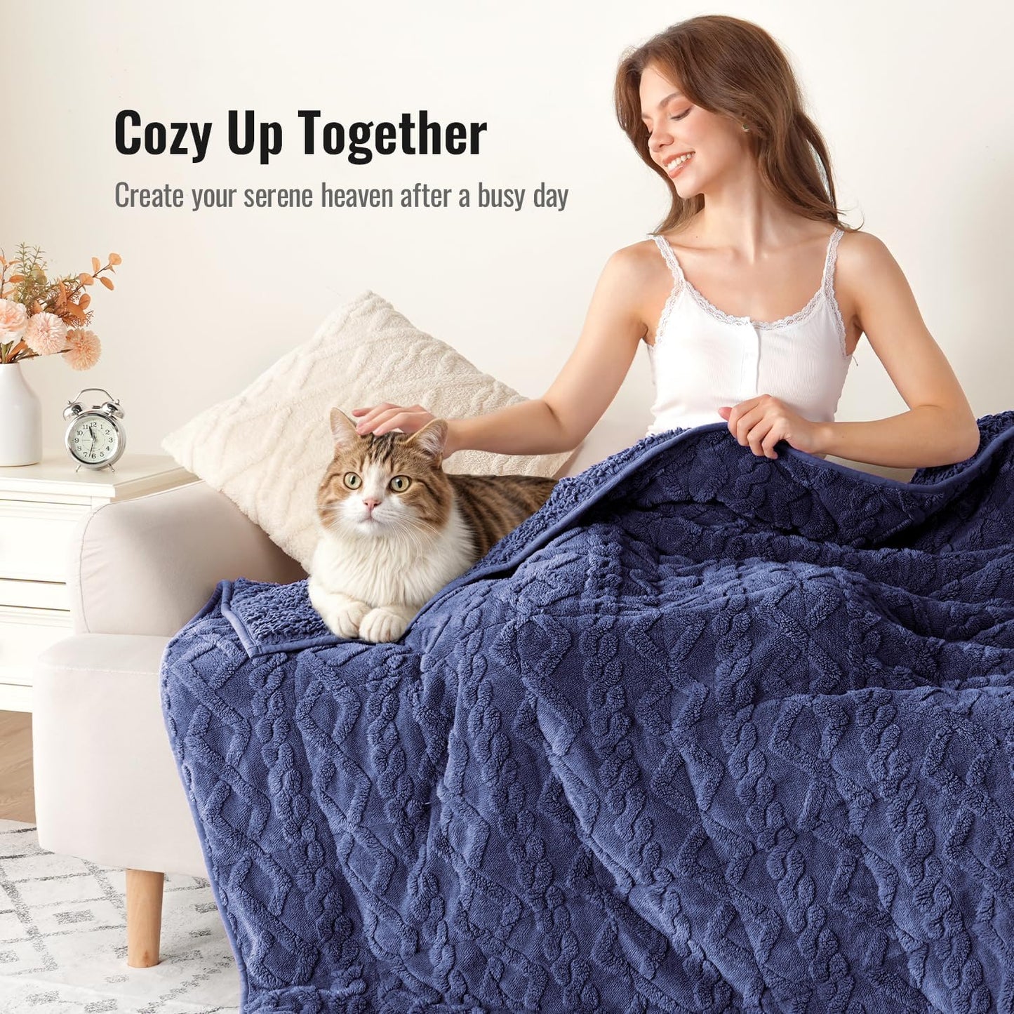 Double-sided soft Sherpa Jacquard weighted blanket
