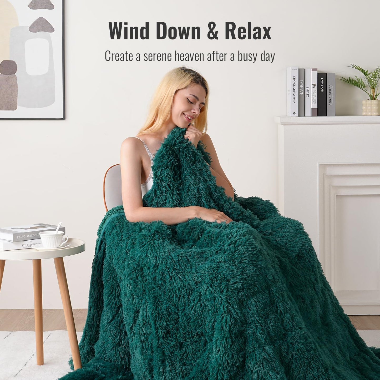 Forest Green Sherpa Jacquard weighted blanket