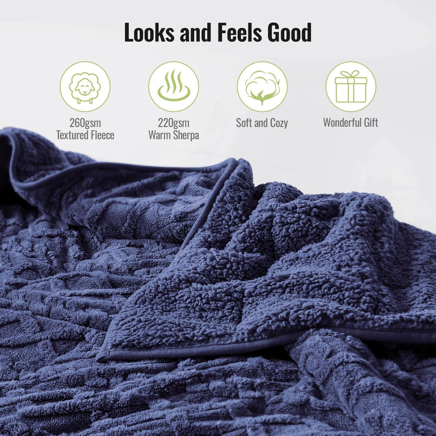 Double-sided soft Sherpa Jacquard weighted blanket