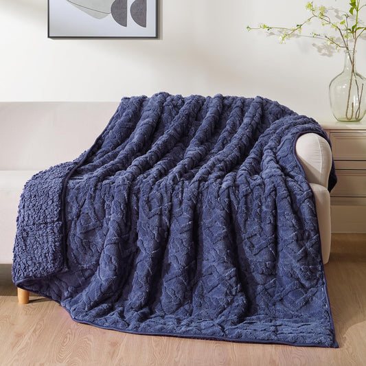 Double-sided soft Sherpa Jacquard weighted blanket